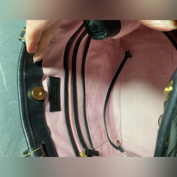 Dooney and Bourke Double Tassel Croc Shoulder Bag approximately 14” x 11” x 5” - Picture 13 of 17